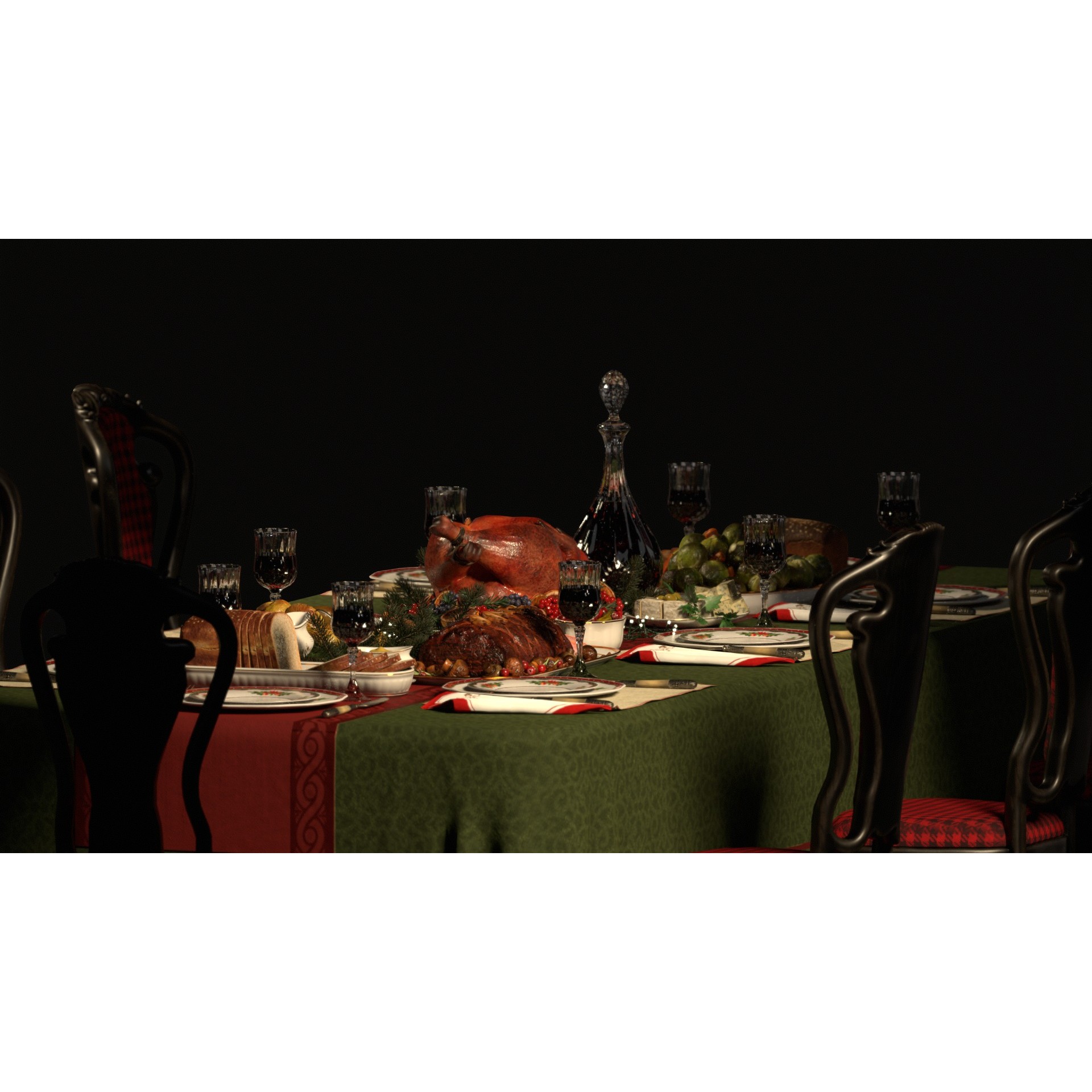 Christmas Dinner - Low-Poly Game-Ready 3D Model - View 13