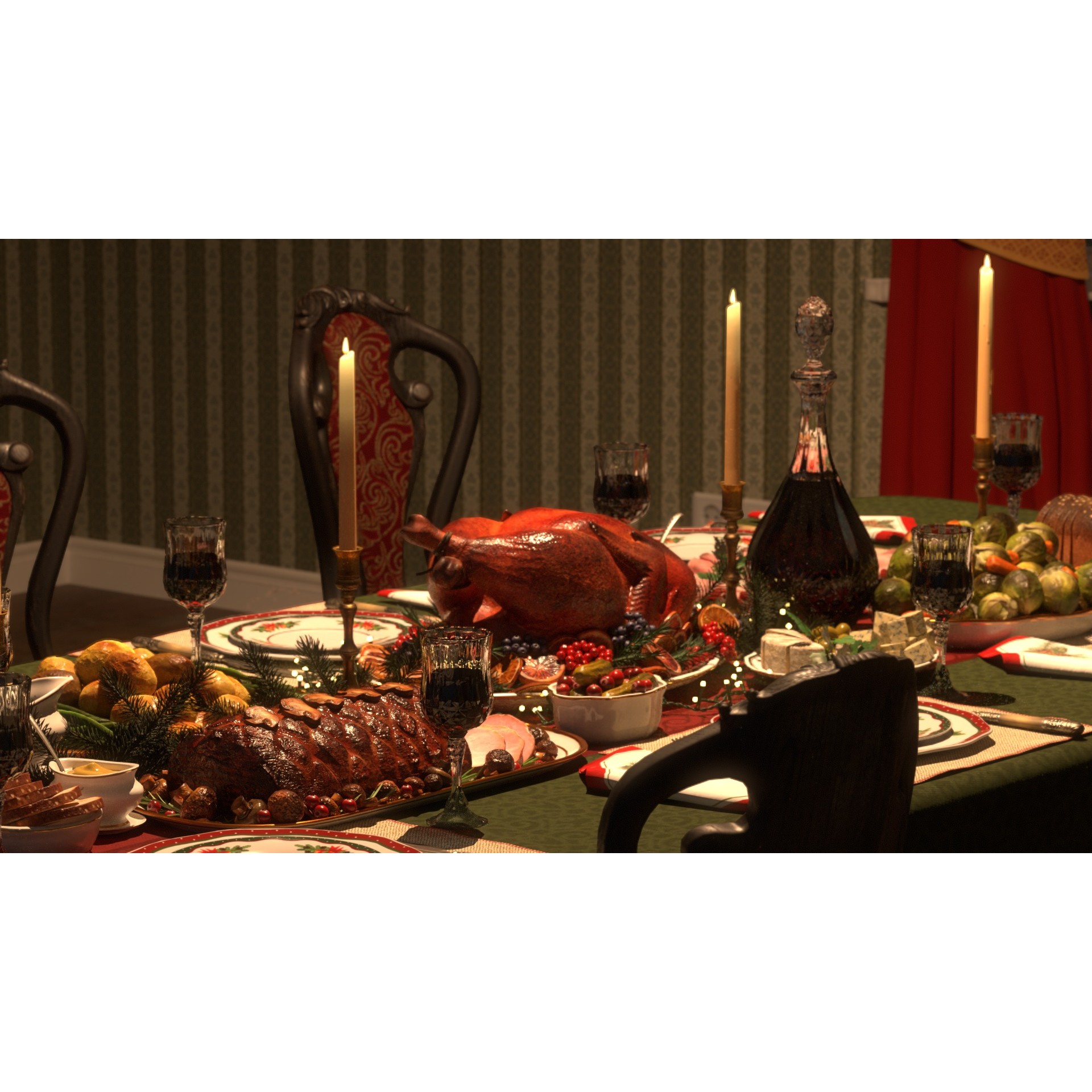 Christmas Dinner - Low-Poly Game-Ready 3D Model - View 16
