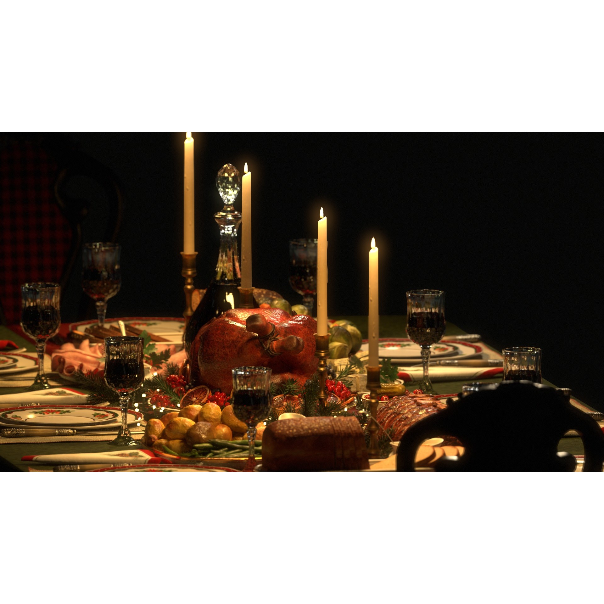 Christmas Dinner - Low-Poly Game-Ready 3D Model - View 20