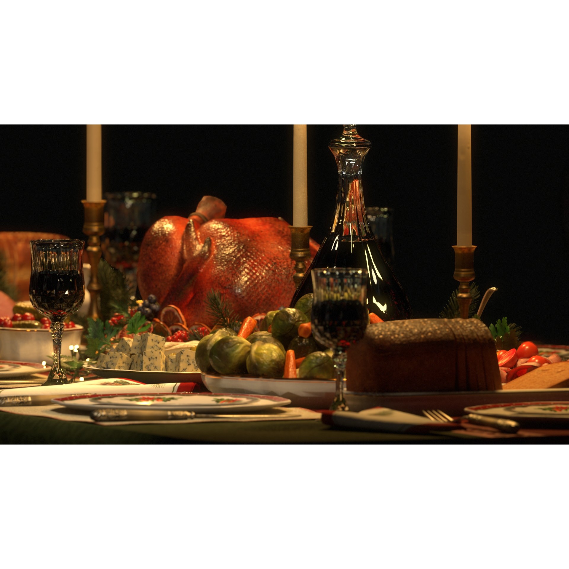 Christmas Dinner - Low-Poly Game-Ready 3D Model - View 21