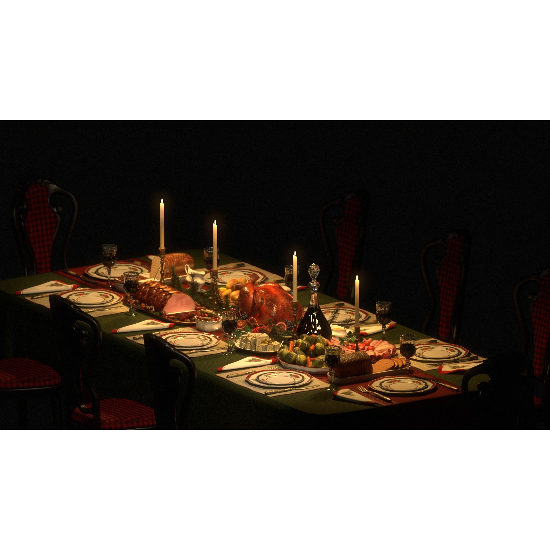 Christmas Dinner - Low-Poly Game-Ready 3D Model - View 24