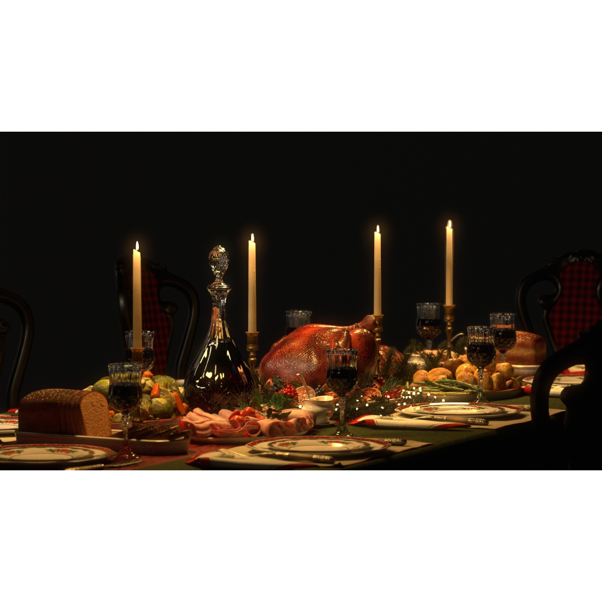 Christmas Dinner - Low-Poly Game-Ready 3D Model - View 25