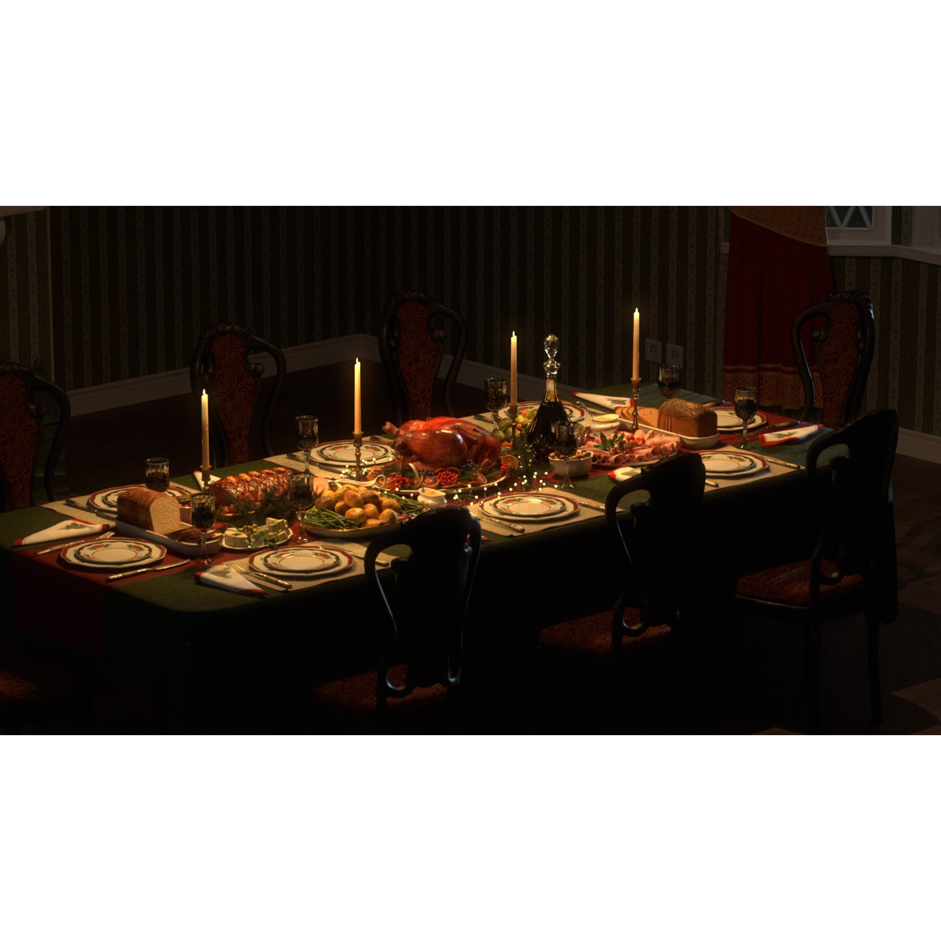 Christmas Dinner - Low-Poly Game-Ready 3D Model - View 27