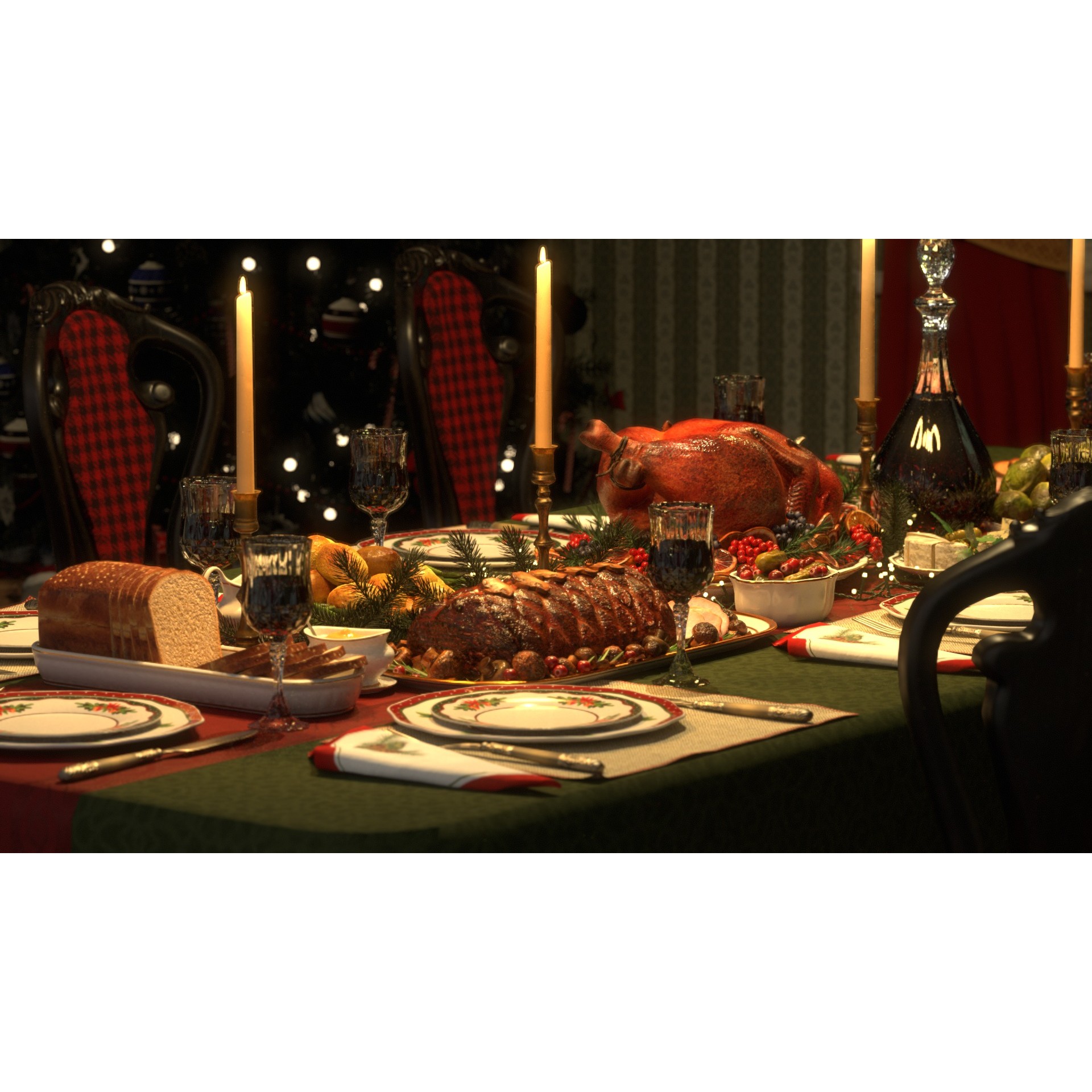 Christmas Dinner - Low-Poly Game-Ready 3D Model - View 28
