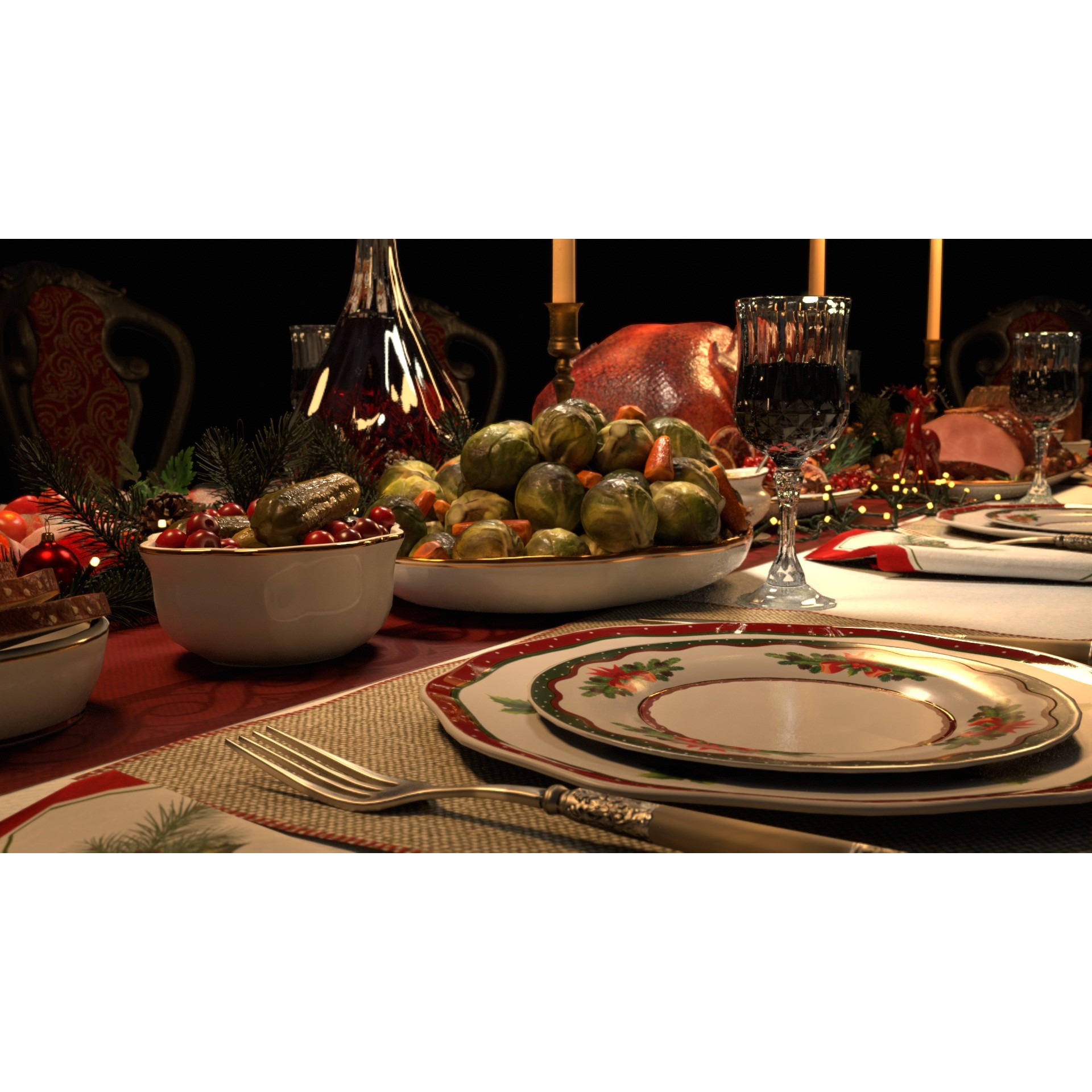 Christmas Dinner - Low-Poly Game-Ready 3D Model - View 29