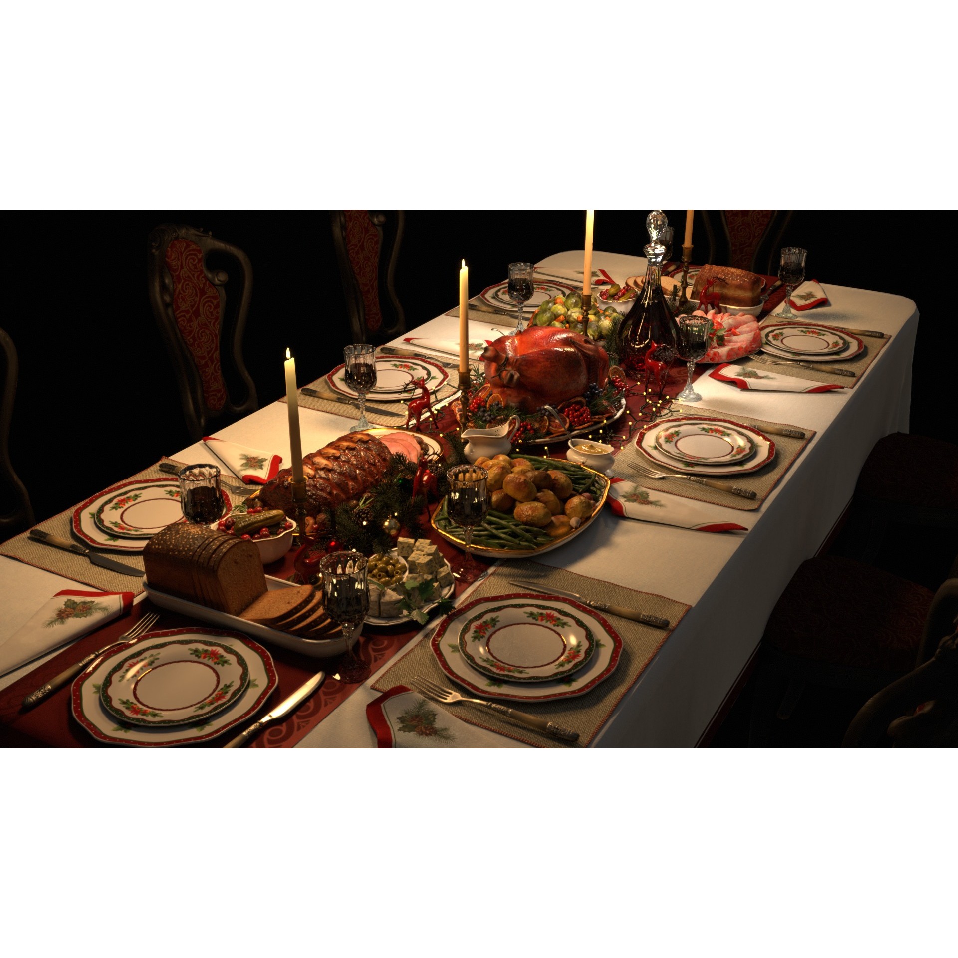 Christmas Dinner - Low-Poly Game-Ready 3D Model - View 30