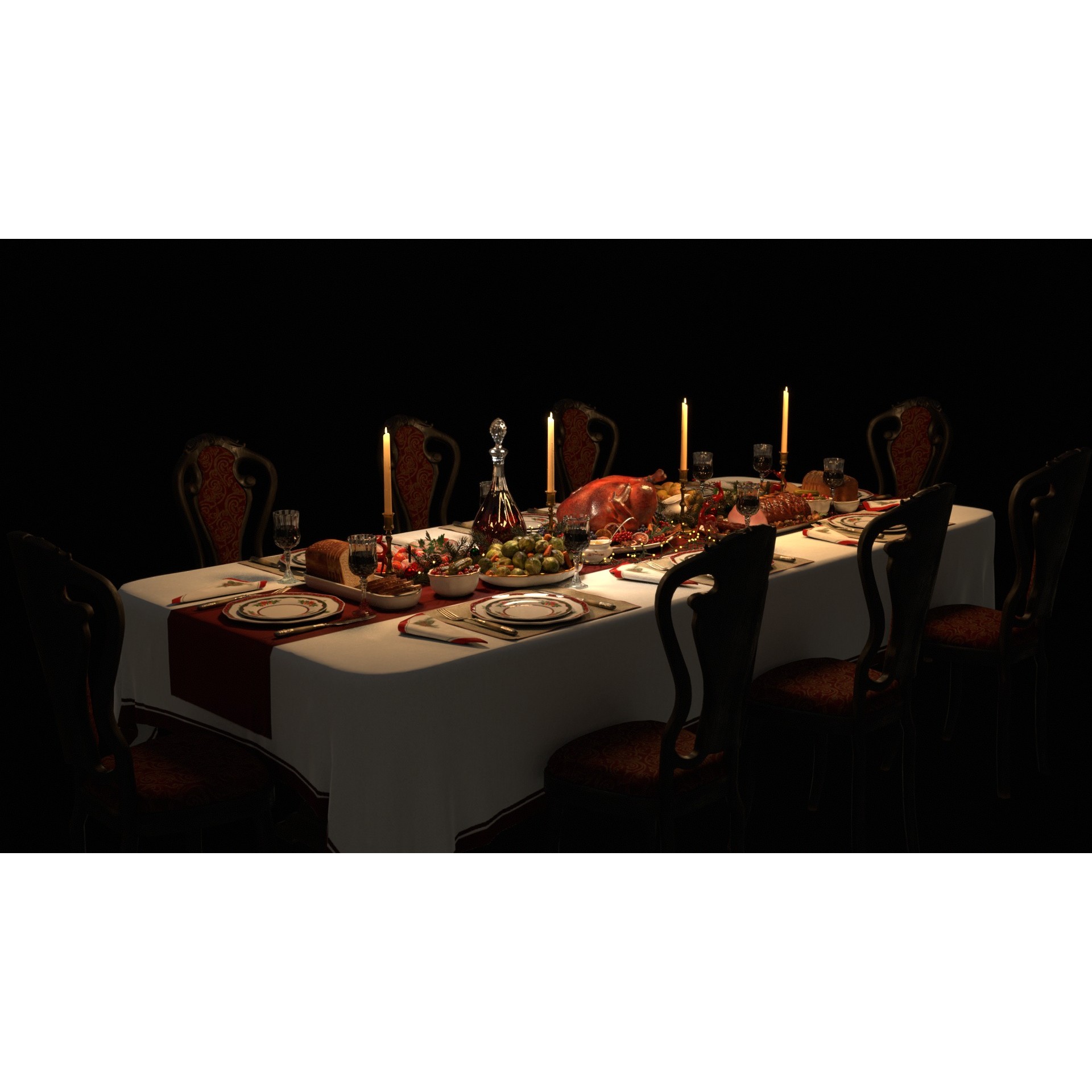 Christmas Dinner - Low-Poly Game-Ready 3D Model - View 31