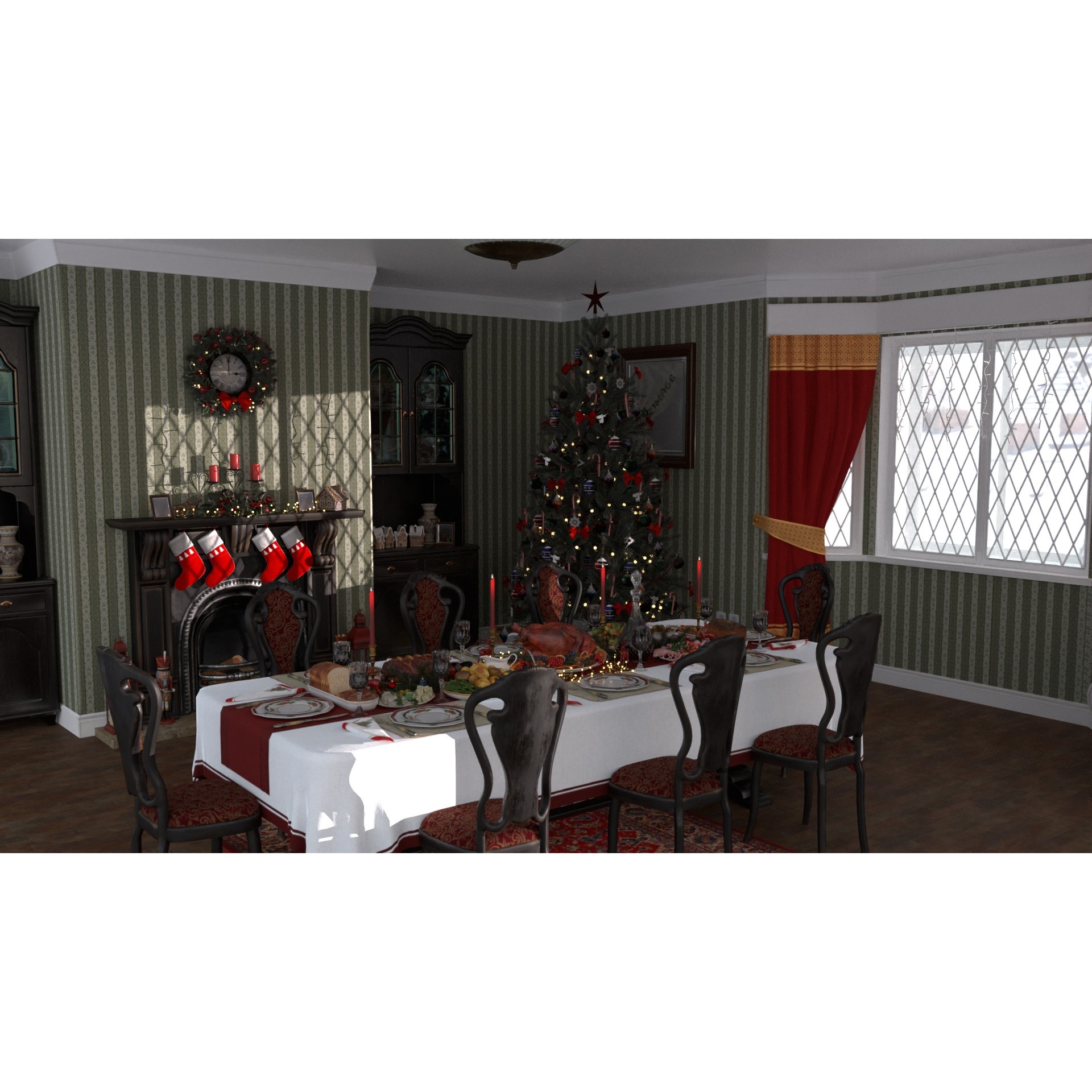 Christmas Dinner - Low-Poly Game-Ready 3D Model - View 32