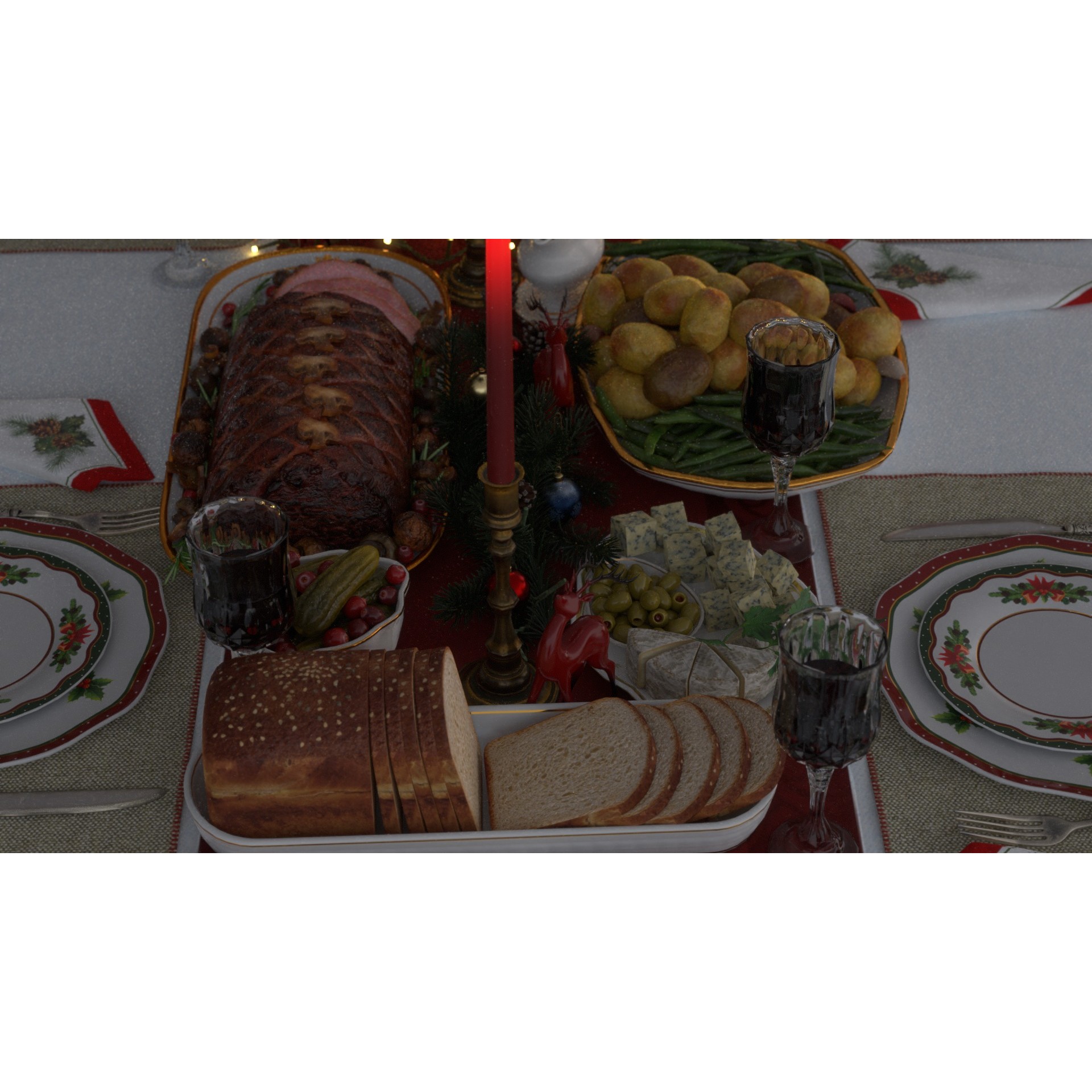 Christmas Dinner - Low-Poly Game-Ready 3D Model - View 35