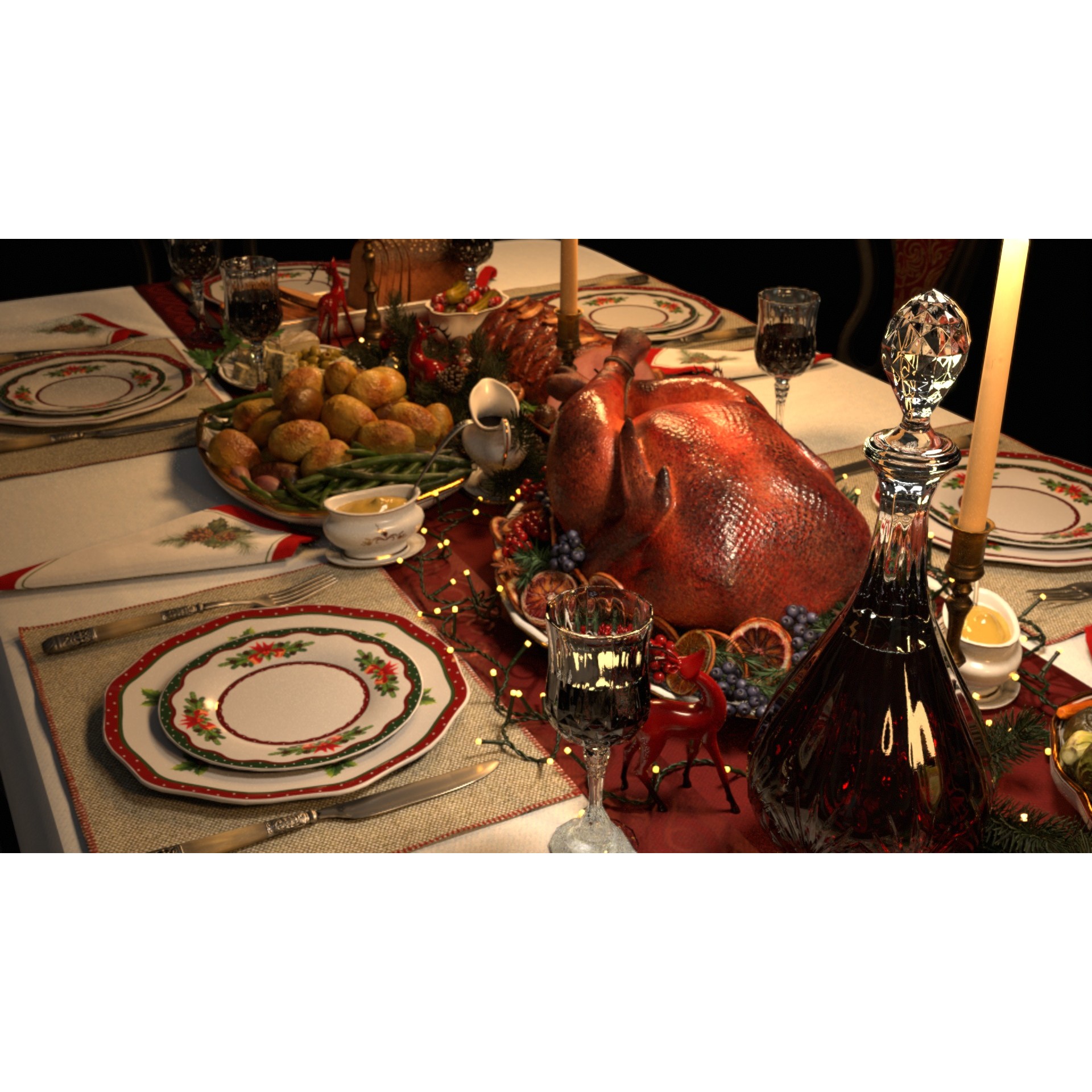 Christmas Dinner - Low-Poly Game-Ready 3D Model - View 38