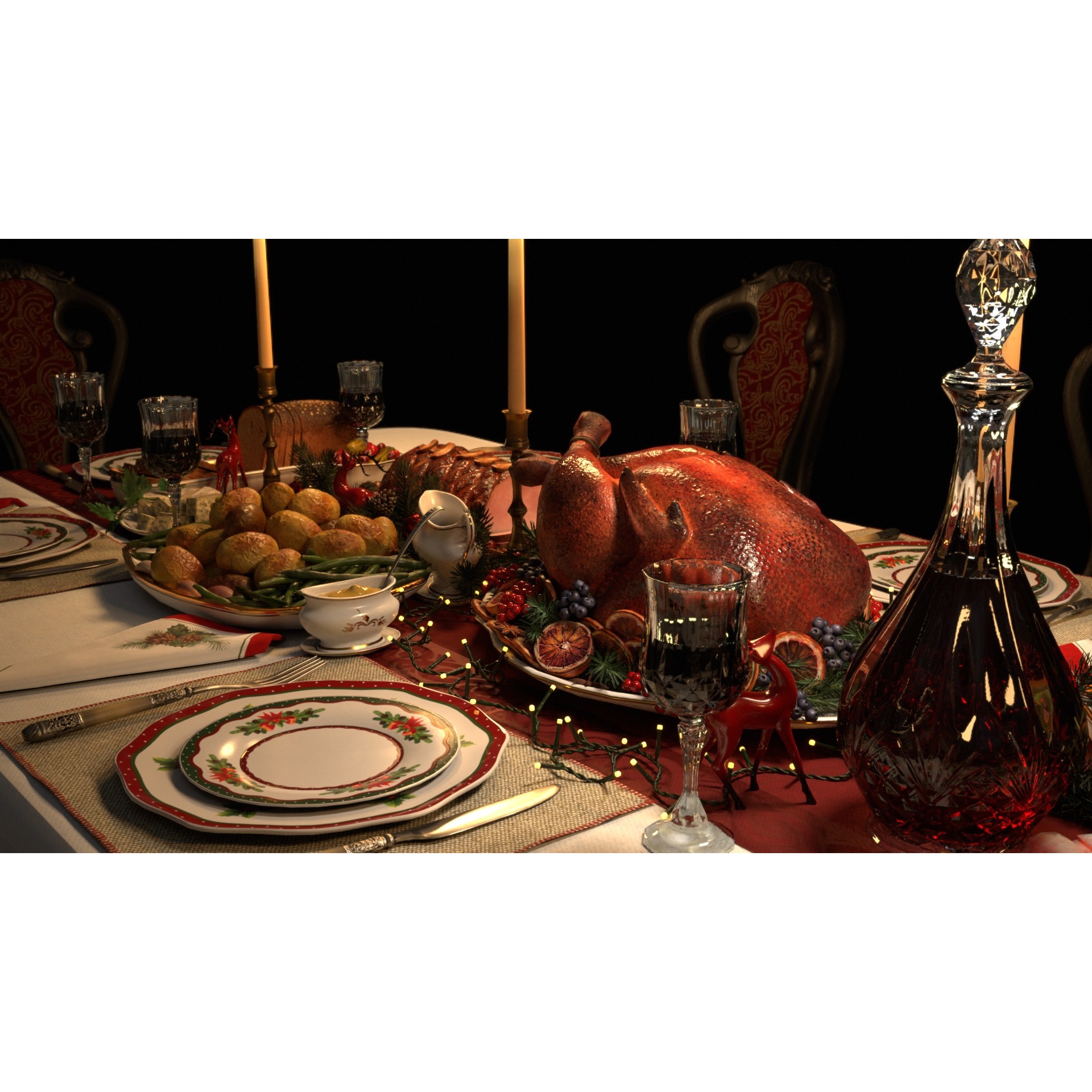 Christmas Dinner - Low-Poly Game-Ready 3D Model - View 39