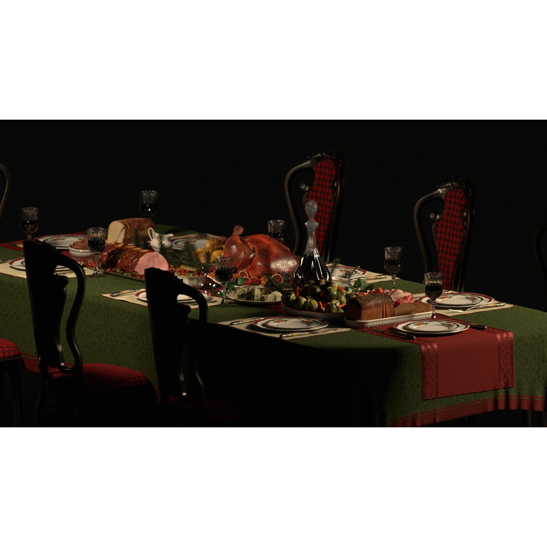 Christmas Dinner - Low-Poly Game-Ready 3D Model - View 4