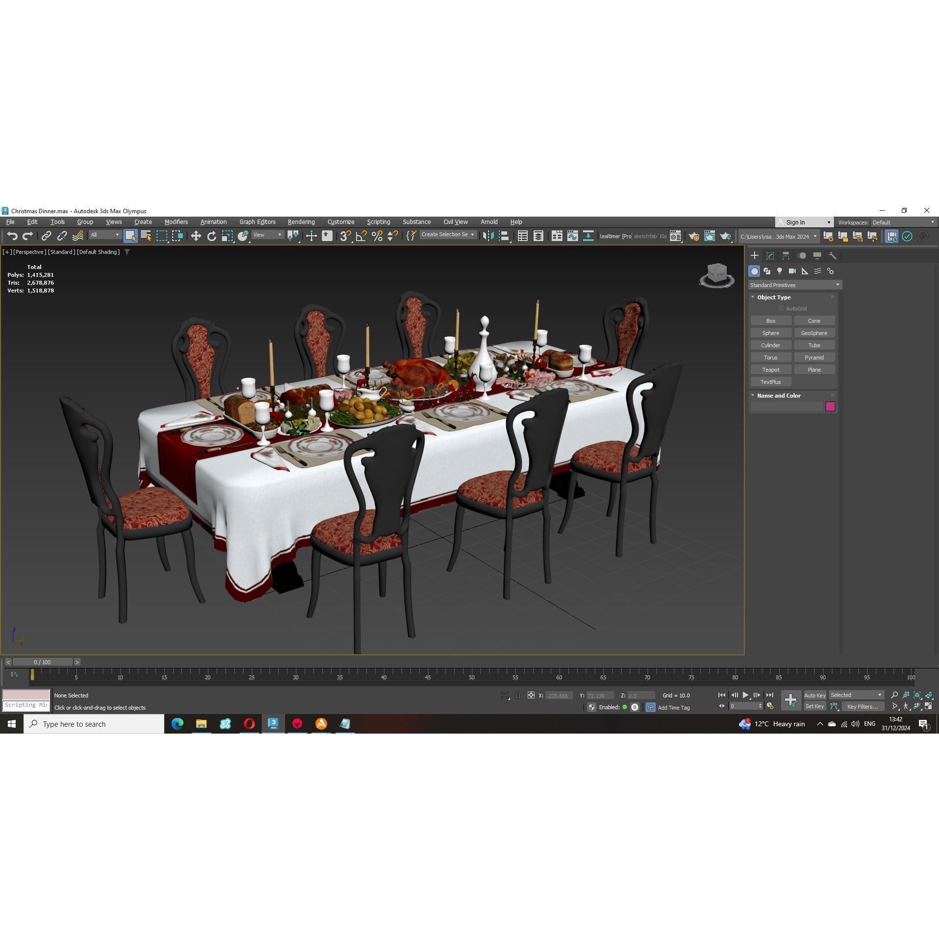 Christmas Dinner - Low-Poly Game-Ready 3D Model - View 41