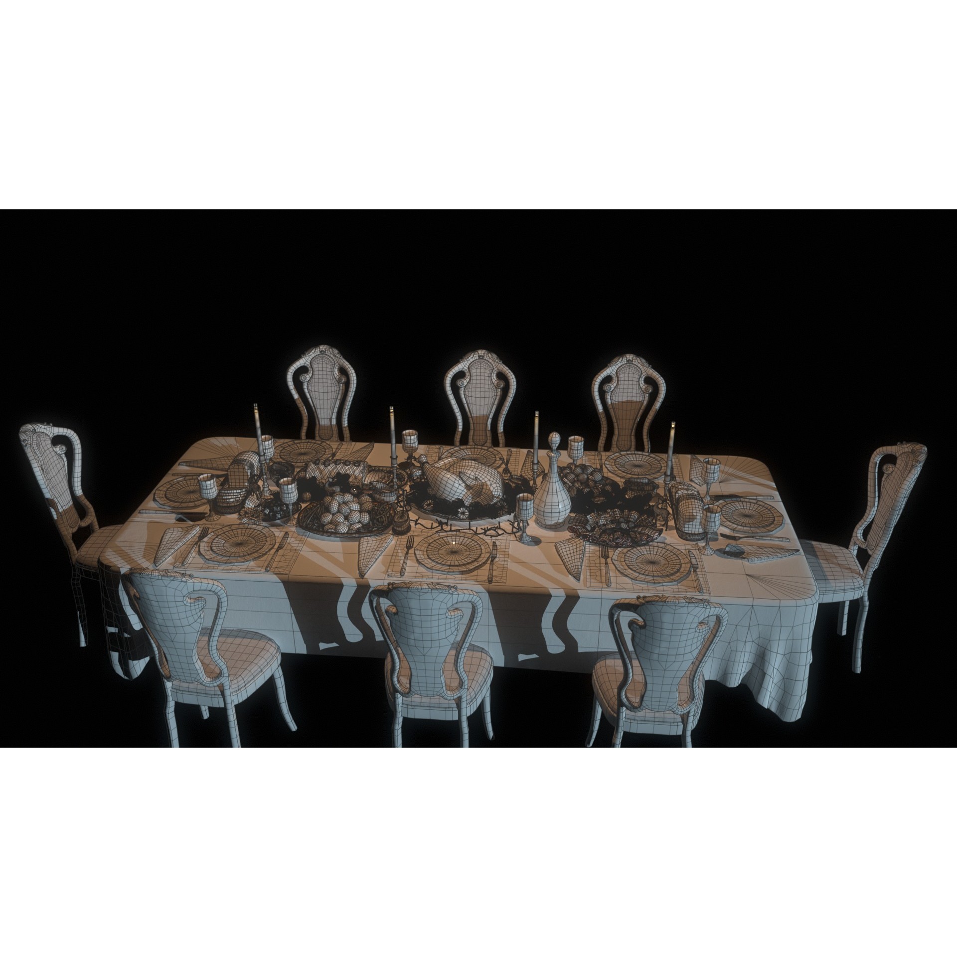 Christmas Dinner - Low-Poly Game-Ready 3D Model - View 42