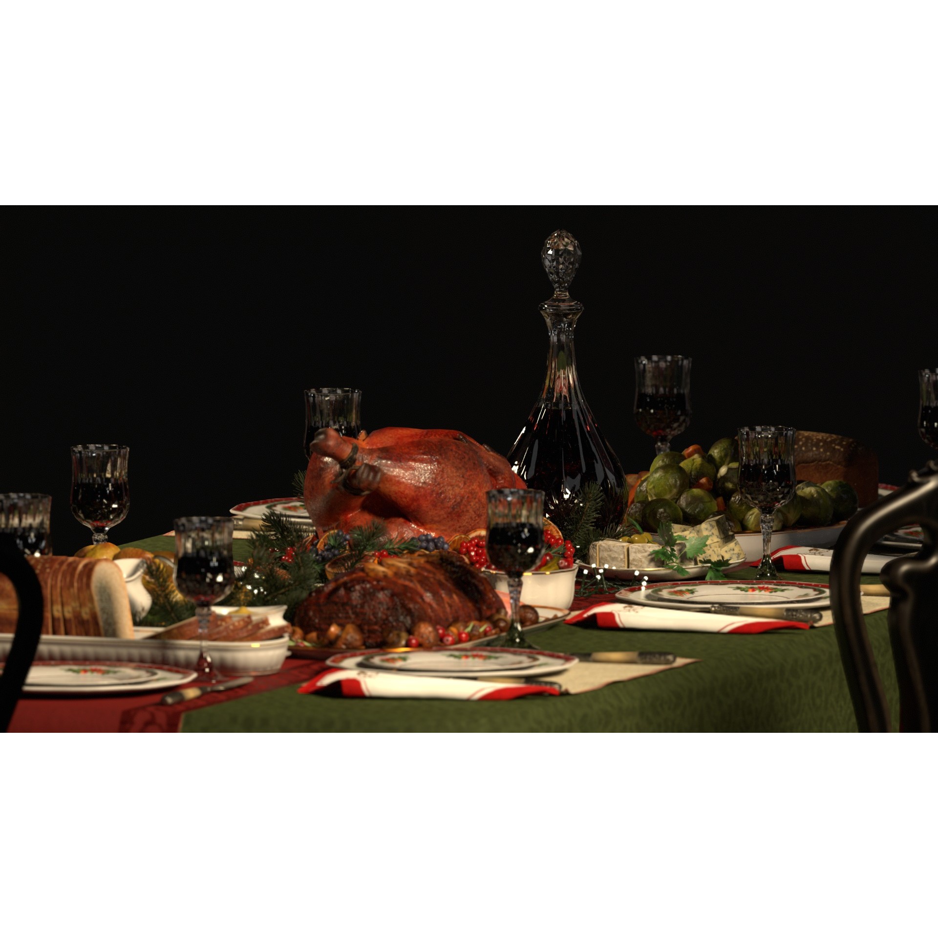 Christmas Dinner - Low-Poly Game-Ready 3D Model - View 5