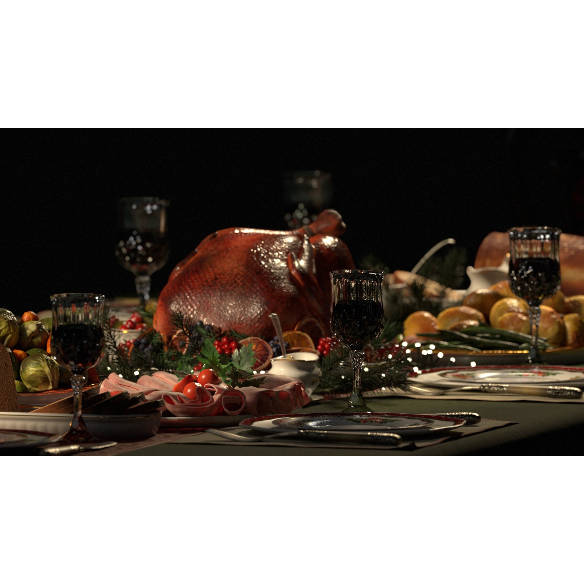 Christmas Dinner - Low-Poly Game-Ready 3D Model - View 6