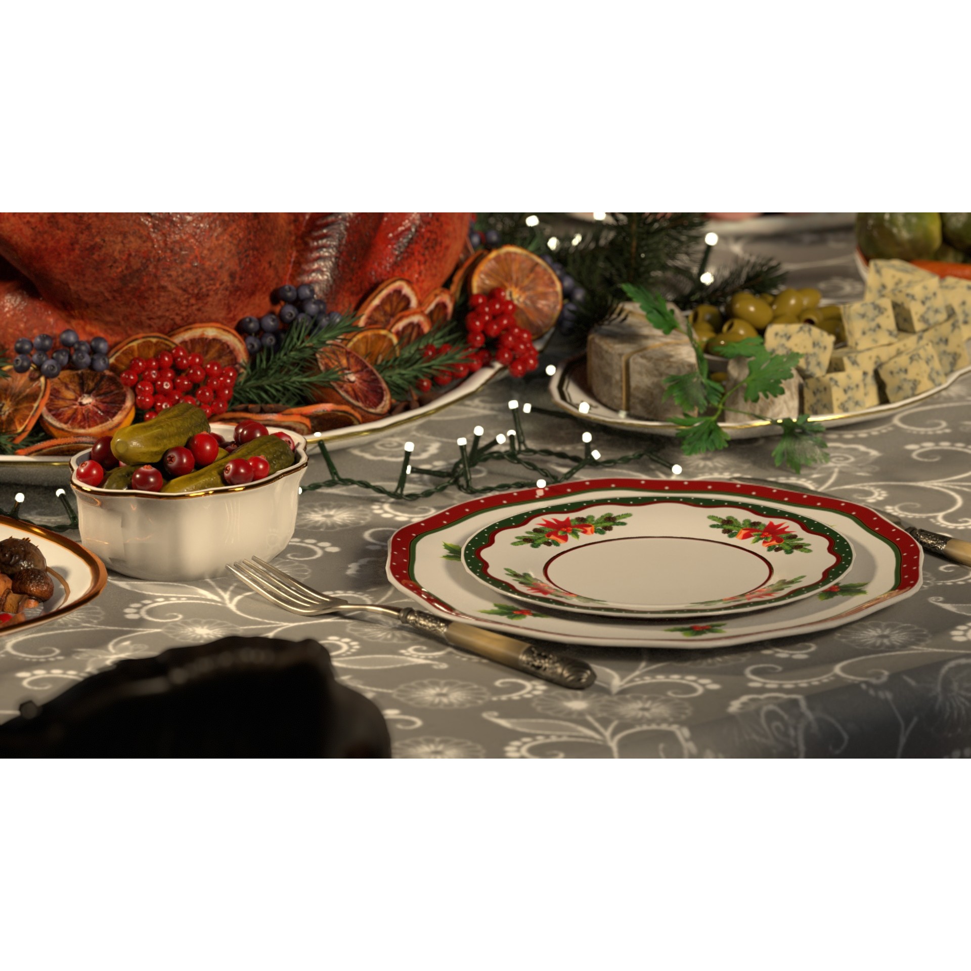 Christmas Dinner - Low-Poly Game-Ready 3D Model - View 7