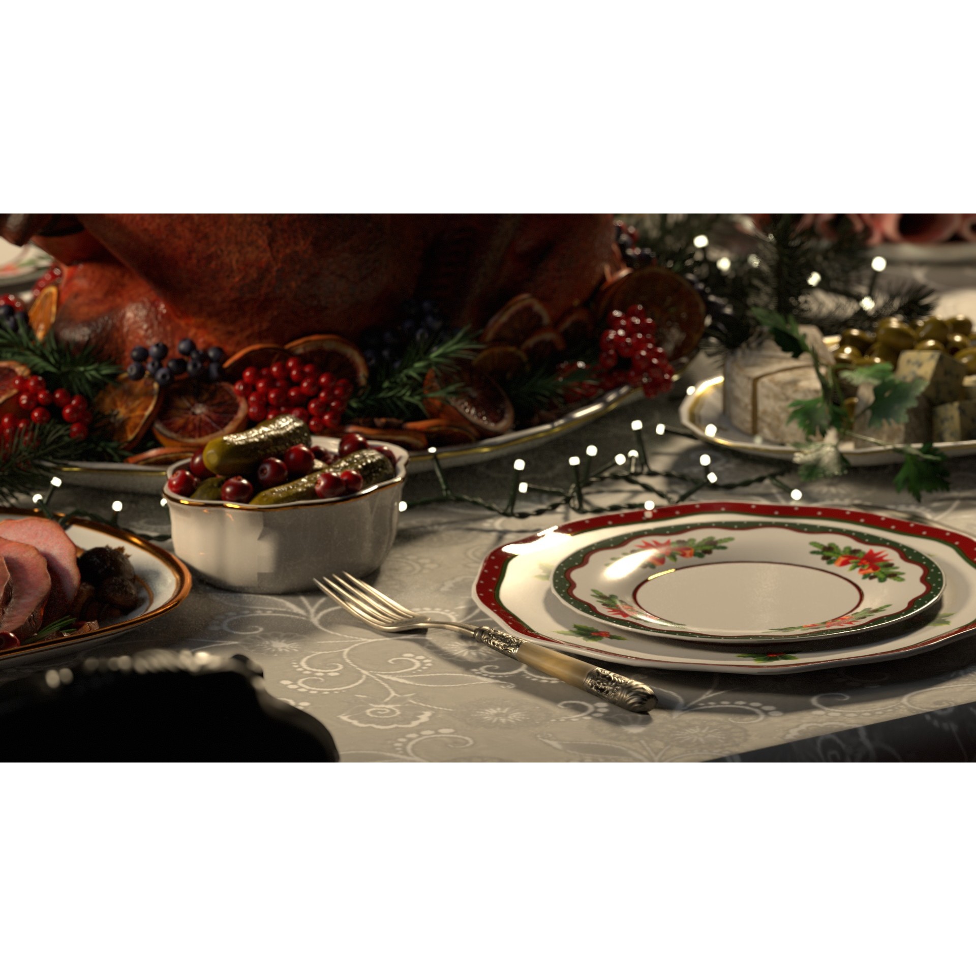Christmas Dinner - Low-Poly Game-Ready 3D Model - View 8