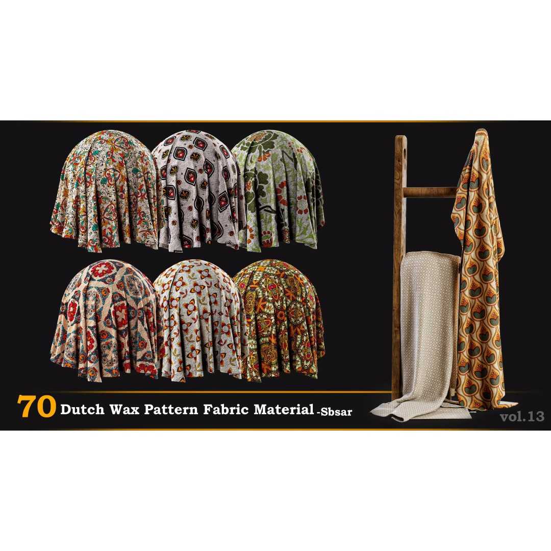 Dutch Wax Pattern Fabric 3D Model – SBSAR Textures for Creative Projects - View 2