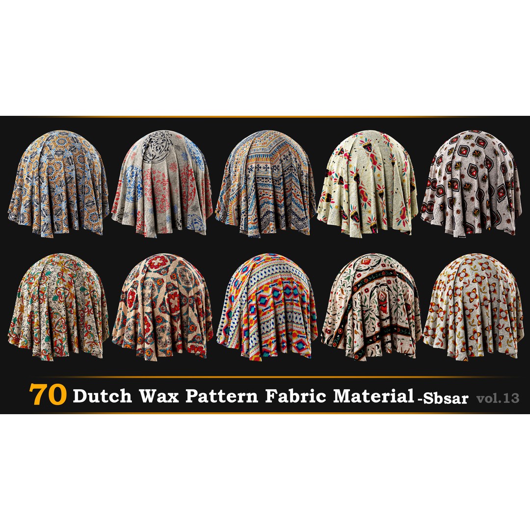 Dutch Wax Pattern Fabric 3D Model – SBSAR Textures for Creative Projects - View 3