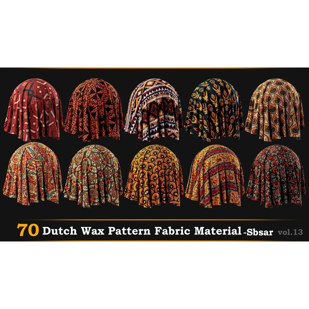 Dutch Wax Pattern Fabric 3D Model – SBSAR Textures for Creative Projects - View 4