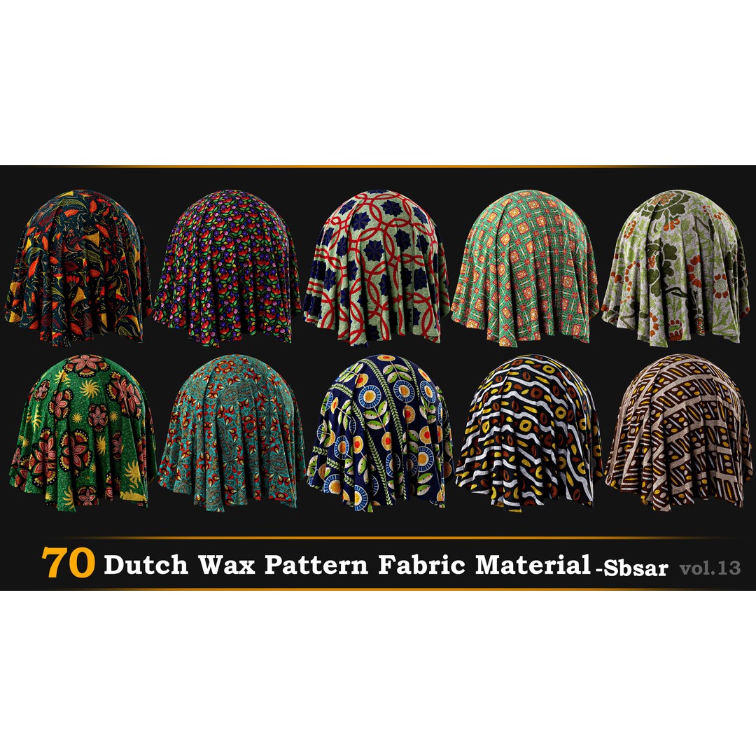 Dutch Wax Pattern Fabric 3D Model – SBSAR Textures for Creative Projects - View 5