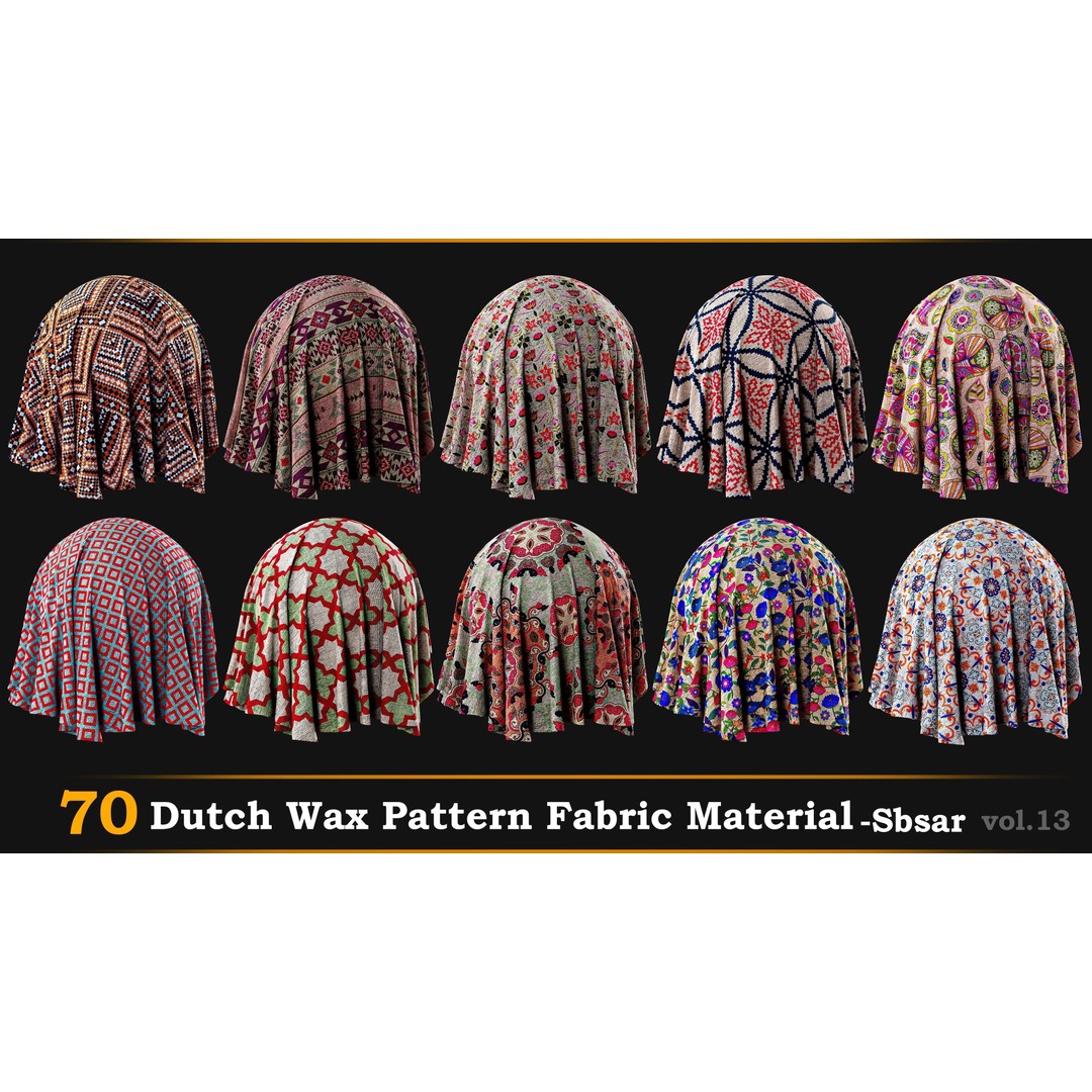 Dutch Wax Pattern Fabric 3D Model – SBSAR Textures for Creative Projects - View 6