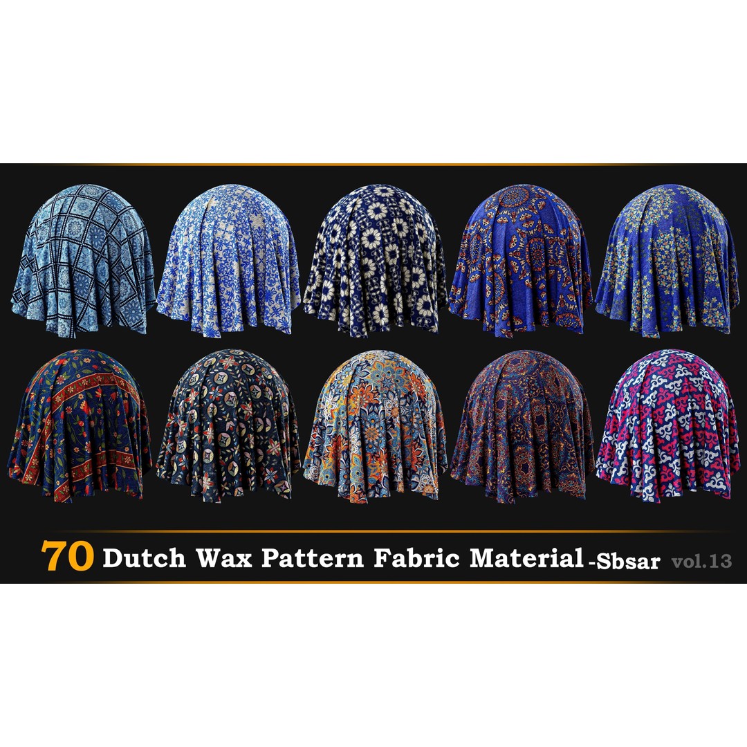 Dutch Wax Pattern Fabric 3D Model – SBSAR Textures for Creative Projects - View 7