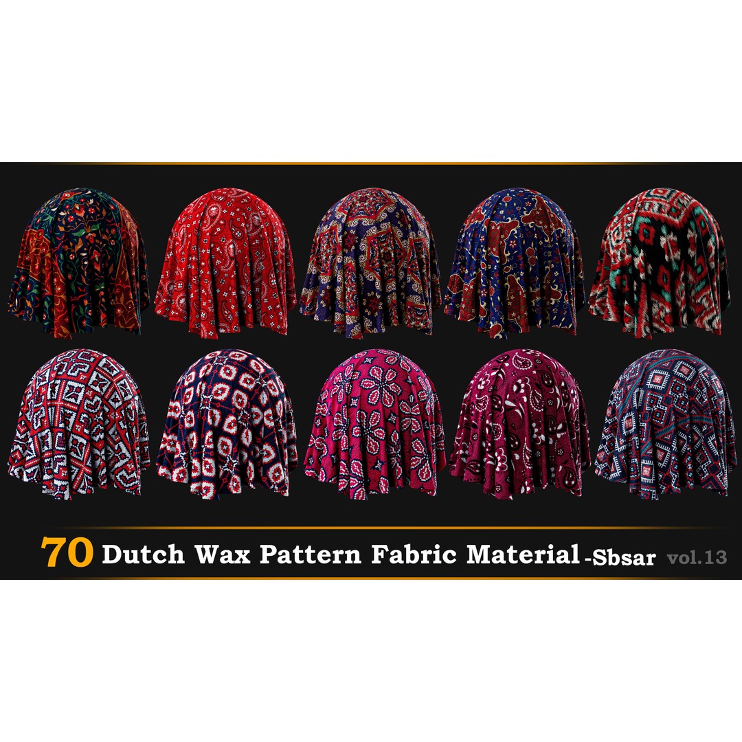Dutch Wax Pattern Fabric 3D Model – SBSAR Textures for Creative Projects - View 8