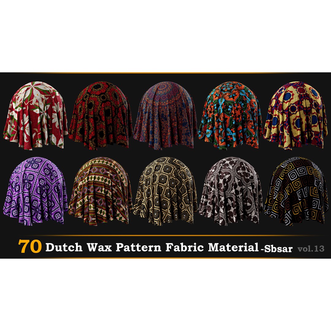 Dutch Wax Pattern Fabric 3D Model – SBSAR Textures for Creative Projects - View 9