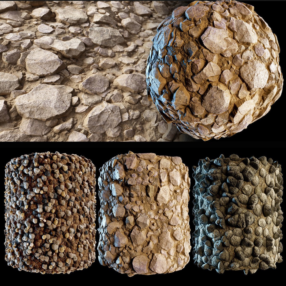 Pebble and Stone Ground 3D Model – PBR Textures Tutorial, SBSAR