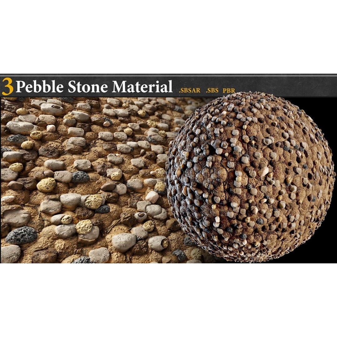 Pebble and Stone Ground 3D Model – PBR Textures Tutorial, SBSAR - View 12
