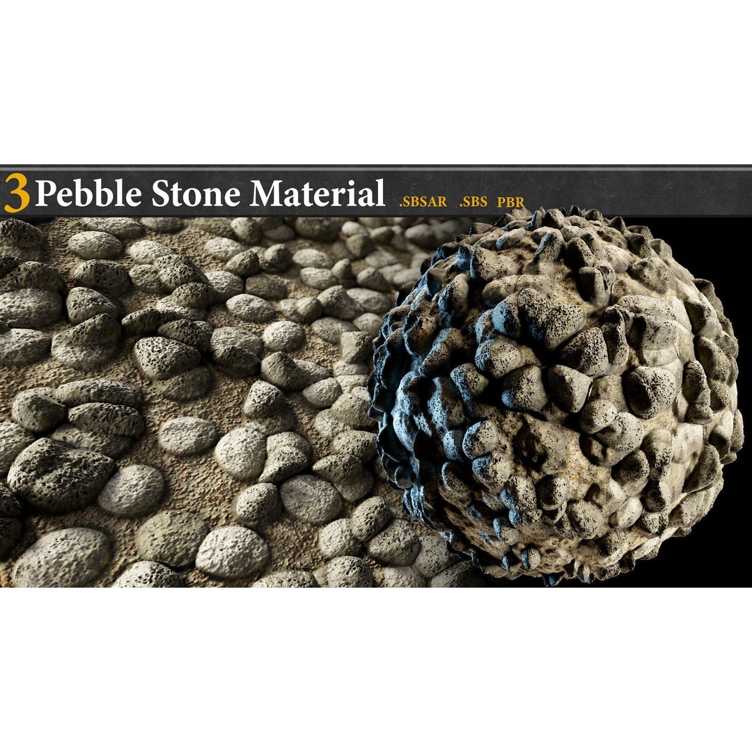 Pebble and Stone Ground 3D Model – PBR Textures Tutorial, SBSAR - View 13