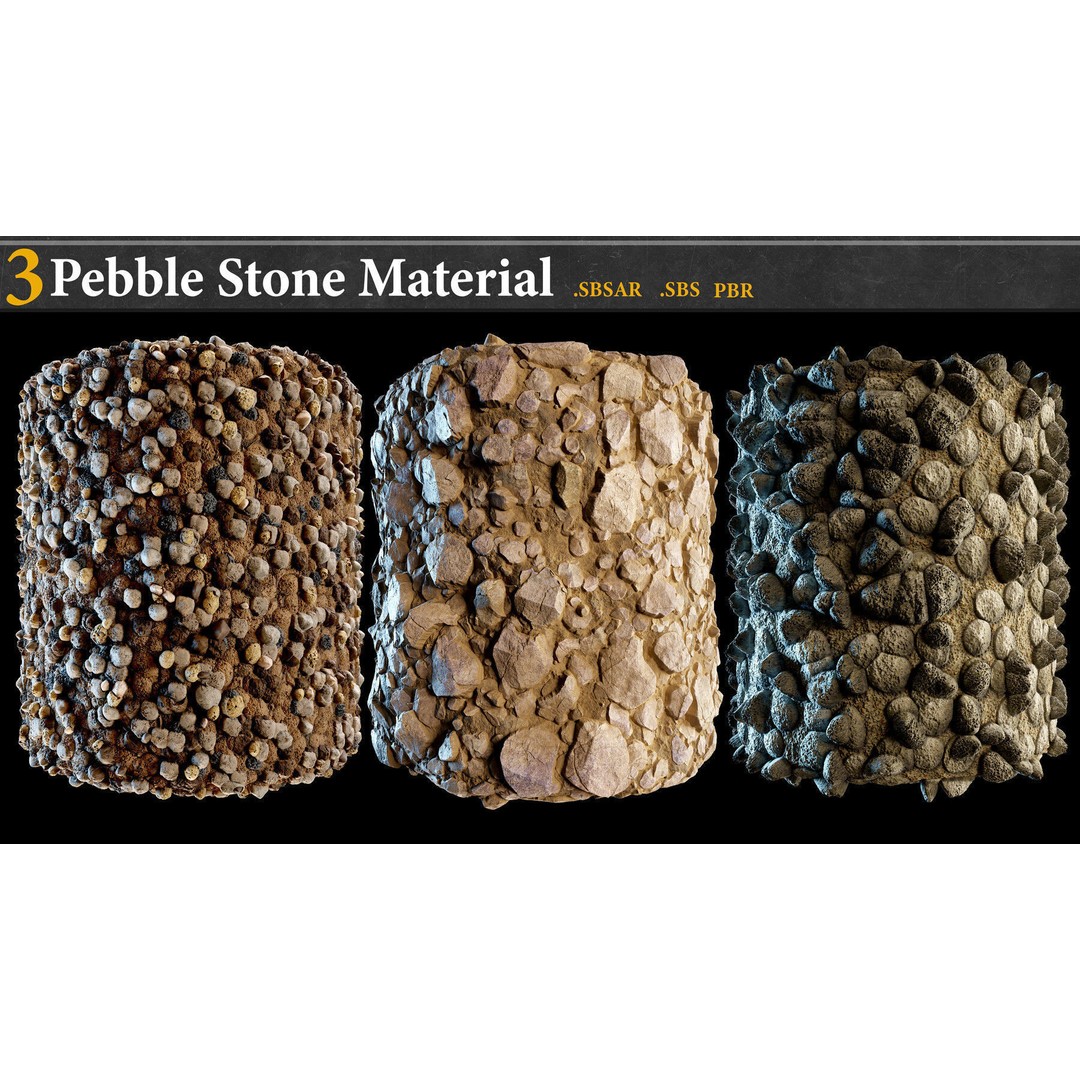 Pebble and Stone Ground 3D Model – PBR Textures Tutorial, SBSAR - View 14