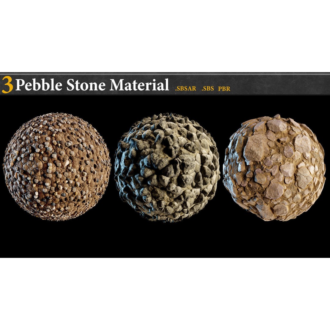 Pebble and Stone Ground 3D Model – PBR Textures Tutorial, SBSAR - View 15
