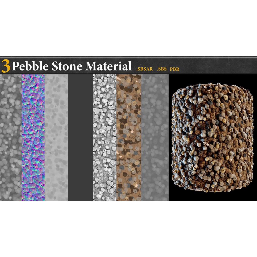 Pebble and Stone Ground 3D Model – PBR Textures Tutorial, SBSAR - View 17