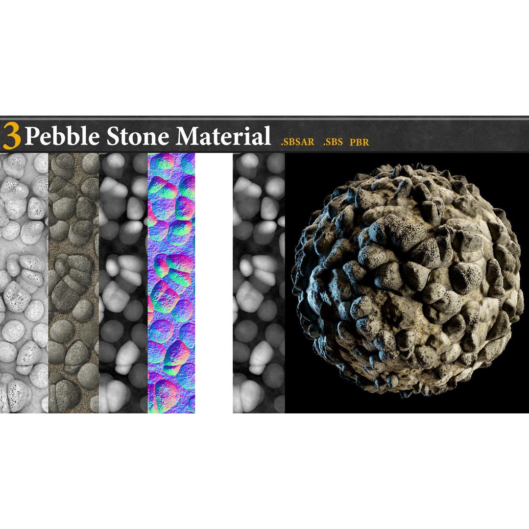 Pebble and Stone Ground 3D Model – PBR Textures Tutorial, SBSAR - View 18