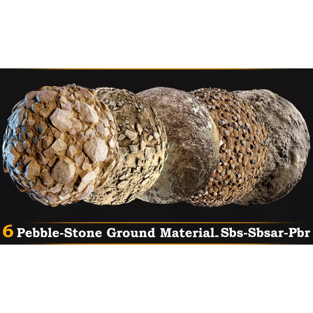 Pebble and Stone Ground 3D Model – PBR Textures Tutorial, SBSAR - View 2
