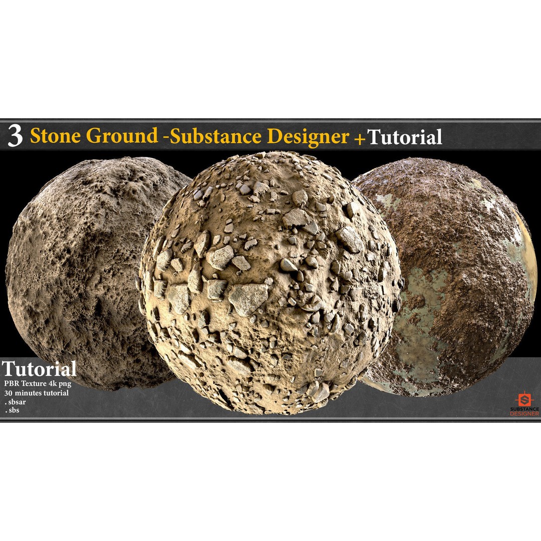 Pebble and Stone Ground 3D Model – PBR Textures Tutorial, SBSAR - View 3