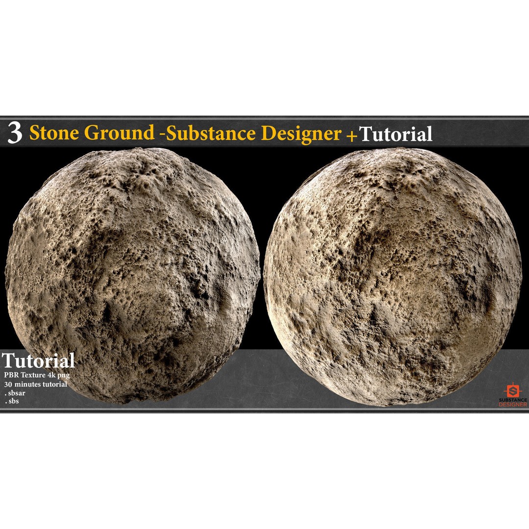 Pebble and Stone Ground 3D Model – PBR Textures Tutorial, SBSAR - View 5