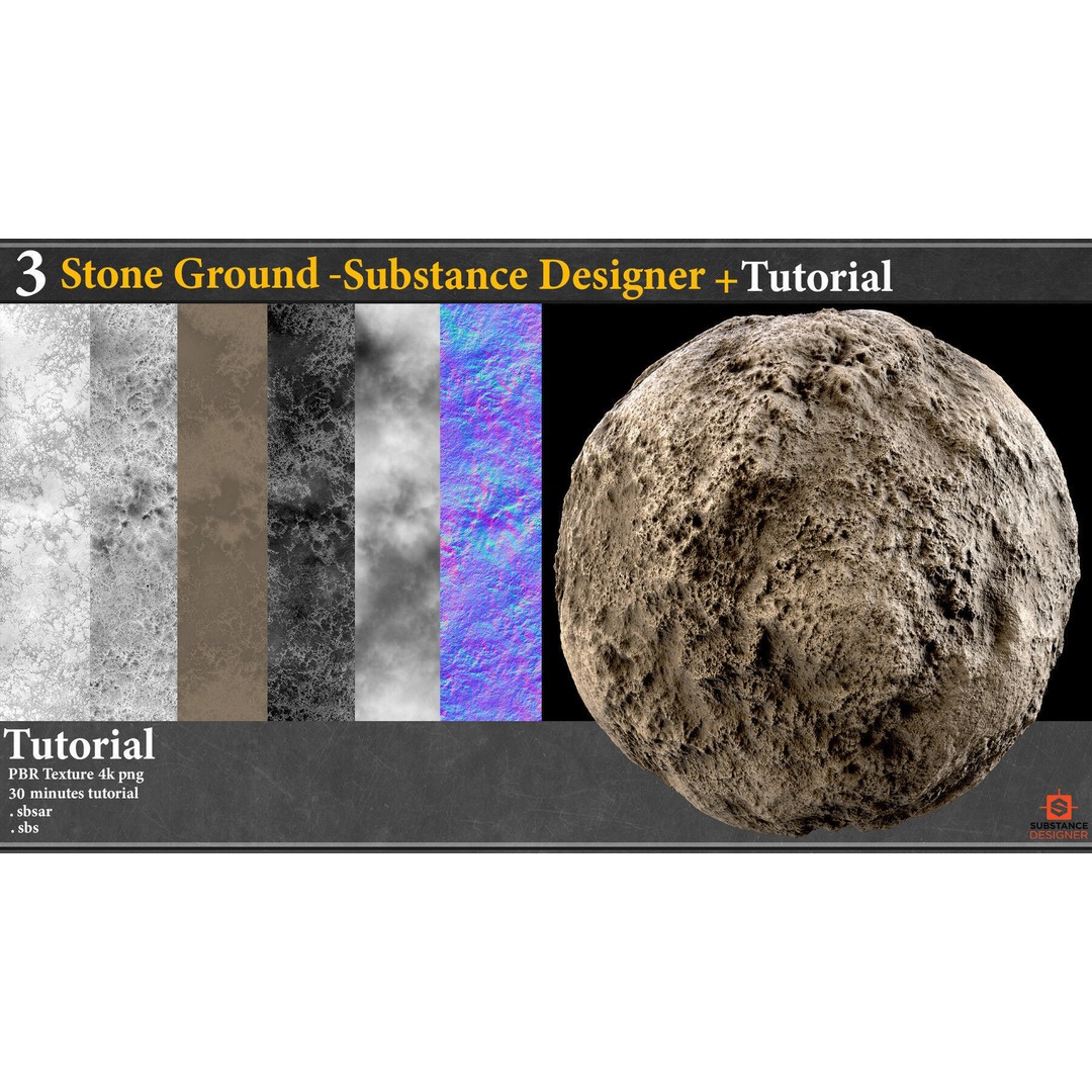 Pebble and Stone Ground 3D Model – PBR Textures Tutorial, SBSAR - View 8