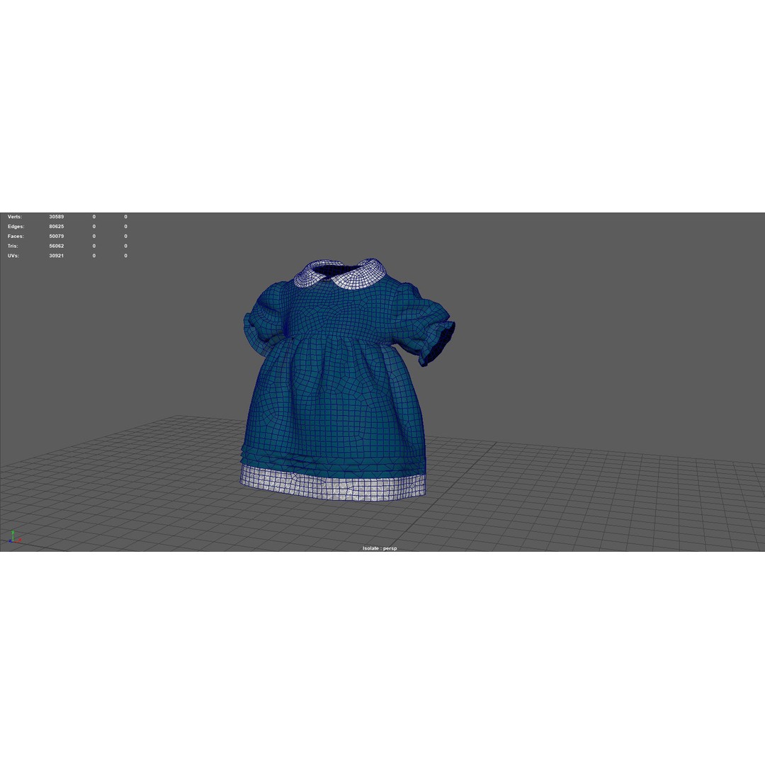 Baby Dress 3D Model – Low Poly PBR Character Asset, FBX, OBJ - View 15