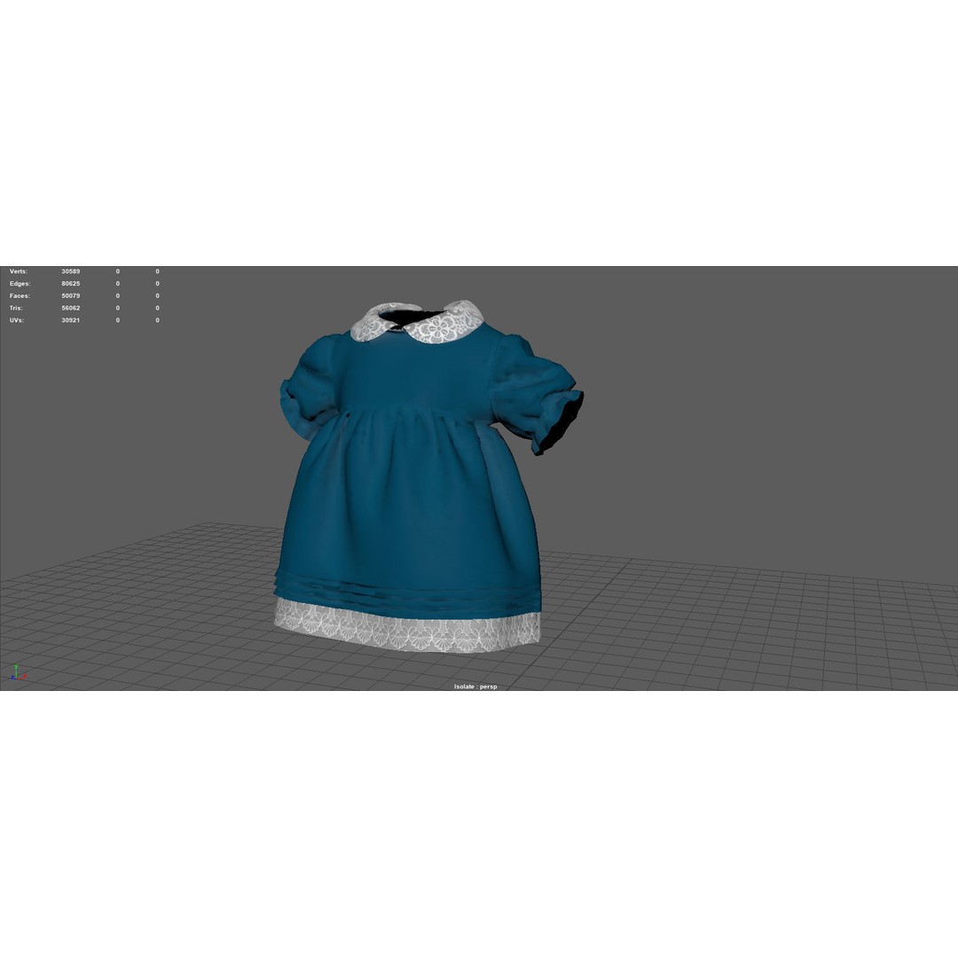 Baby Dress 3D Model – Low Poly PBR Character Asset, FBX, OBJ - View 16