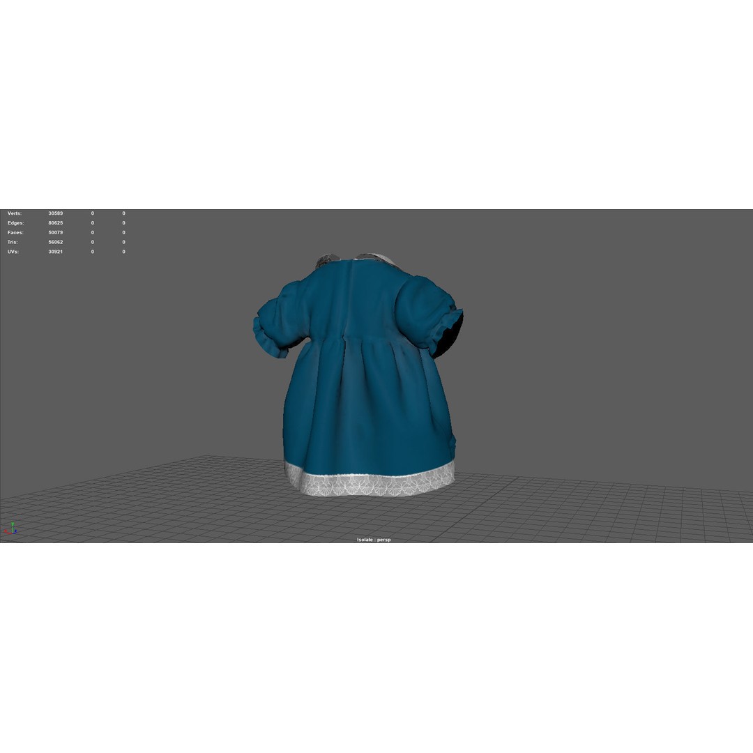 Baby Dress 3D Model – Low Poly PBR Character Asset, FBX, OBJ - View 17