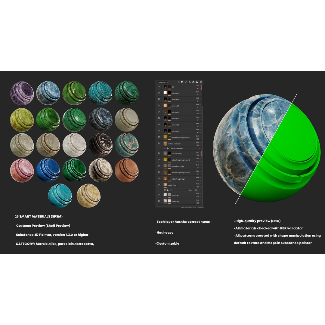 Marble 3D Model – High-Detail Smart Materials, PBR Textures - View 3