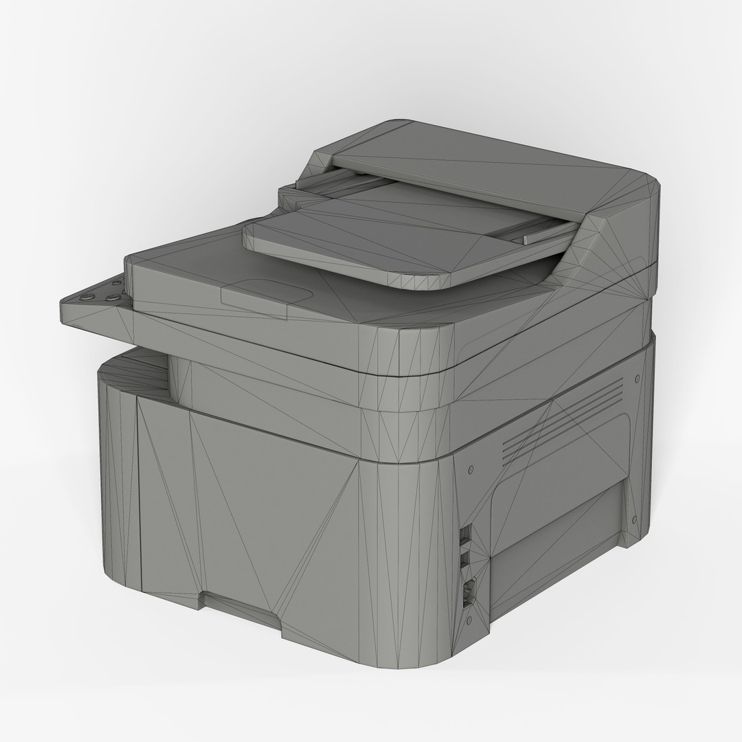 Printer 3D Model – Low Poly Game Asset, FBX & OBJ Formats - View 11