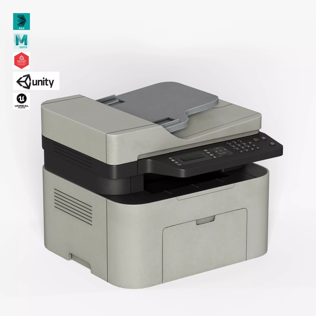 Printer 3D Model – Low Poly Game Asset, FBX & OBJ Formats - View 2