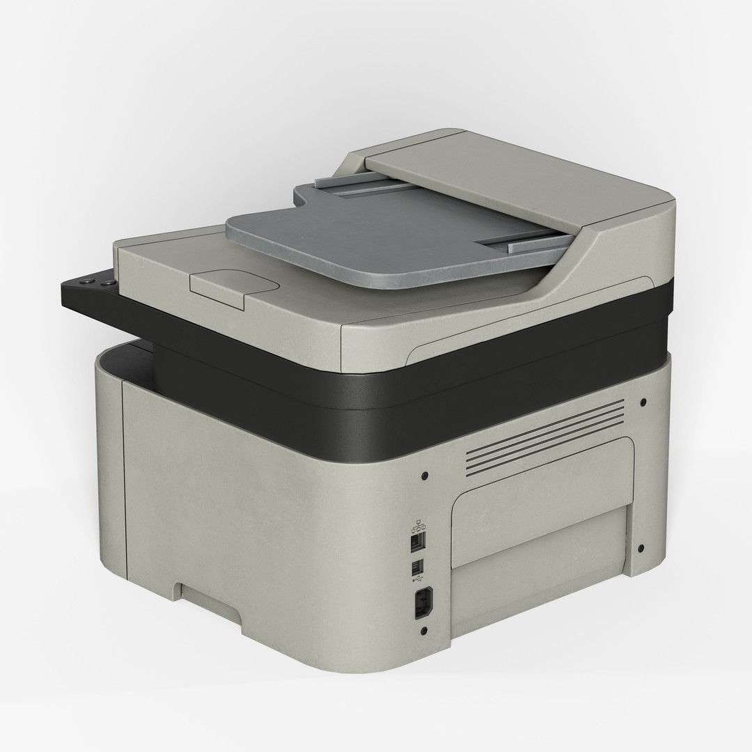 Printer 3D Model – Low Poly Game Asset, FBX & OBJ Formats - View 6