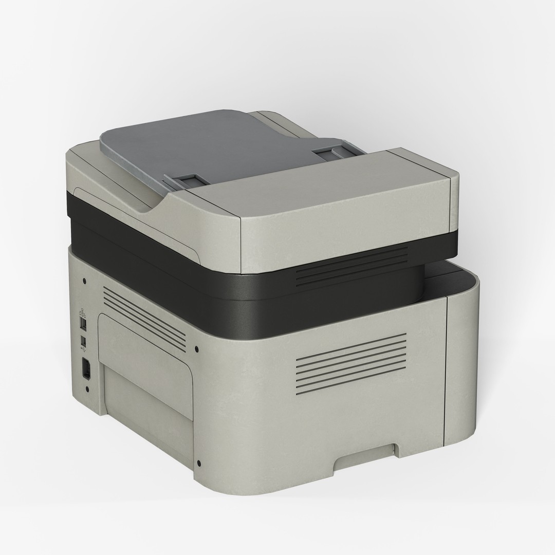 Printer 3D Model – Low Poly Game Asset, FBX & OBJ Formats - View 8