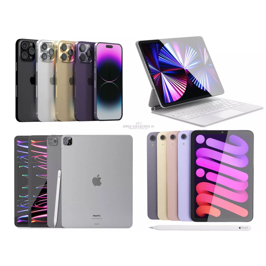 Apple 3D Model – iPad Pro, Mini, Magic Keyboard, Game Ready - View 2
